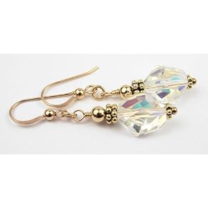 Swarovski Crystal Gold Filled French Wire Beaded Dangle Earrings</span>&nbsp;<span style=