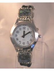 Ladies Deluxe Talking Wrist Watch w/Abalone Beaded Band