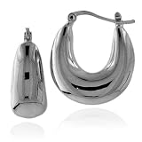 Sterling Silver Puff Hoop Earrings