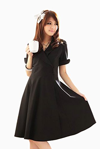 (ゴールドジャパン)Goldjapan 大きいサイズ レディース ワンピース ドレス 黒 ブラック black 膝丈 スカート フレアーワンピース ミディアム スーツワンピース 半そで 半袖 結婚式 二次会 パーティー お呼ばれ フォーマル LLサイズ 13号 2L XL 3L 15号 XXL 4L 17号 黒 礼服 レディス SH1476