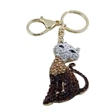 Gold Crystal Cat Purse Charm Keychain