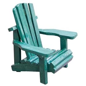 Wood Miniature Small Adirondack Chair With Green Weathered Look 4 by WD
