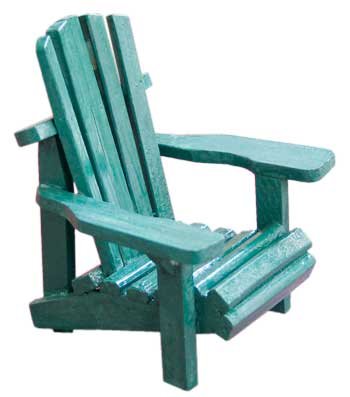 Wood Miniature Small Adirondack Chair With Green Weathered Look 4 