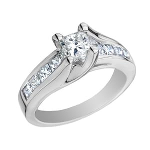Princess Cut Diamond Engagement Ring 1 2 Carat (ctw) in 14K White Gold by MyJewelryBox.com