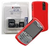 Combo of Red Silicone Skin Cover Case and Kingston 4GB microSDHC Class 4 Memory Card with miniSD, SD Adapter for Blackberry Curve 8300 8310 8320 8330