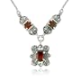 Sterling Silver Marcasite and Garnet Necklace, 17"