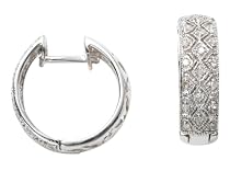 Sterling Silver and Diamond Hoop Earrings
