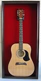 LARGE Acoustic Guitar Display Case Cabinet, Fit most Guitars, with Lock, Mahogany Finish