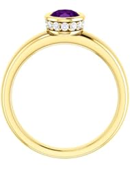 18K Yellow Gold 7.00x5.00mm Oval Cut Chatham Created Alexandrite and Diamond Ring -- LIFETIME WARRANTY