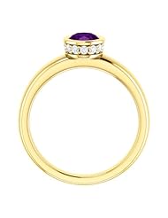 14K Yellow Gold 7.00x5.00mm Oval Cut Amethyst and Diamond Ring -- LIFETIME WARRANTY