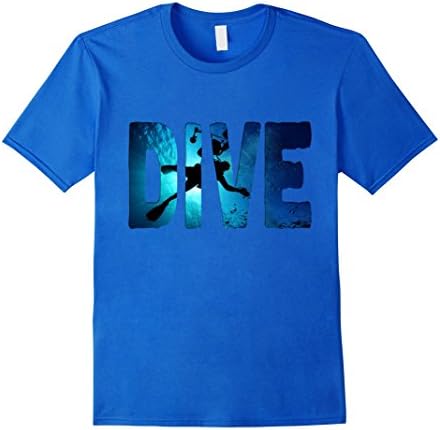 Men's Scuba Diving: Divers Shadow Deep Swim t-shirt blue &amp; black 2XL Royal Blue