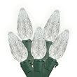 Pack of 12 Pure White LED C6 Replacement Christmas Light Bulbs - Green Husk