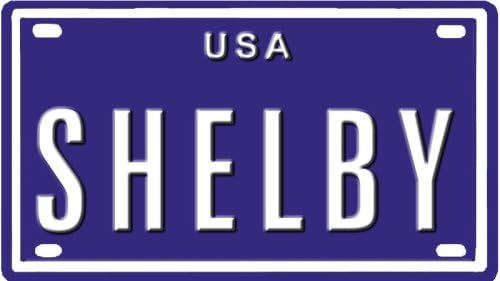 SHELBY USA MINI METAL EMBOSSED LICENSE PLATE NAME FOR BIKES, TRICYCLES, WAGONS, KIDS DOORS, GOLF CARTS, BABY STROLLERS, PEDAL CARS. OVER 400 NAMES AVAILABLE. TYPE IN "NAME" USA PLATE IN SEARCH. YOUR NAME WILL SHOW UP.