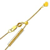 14K Yellow Gold 0.8mm Square Wheat Length Adjustable Chain Necklace with Lobster Claw Clasp - 20