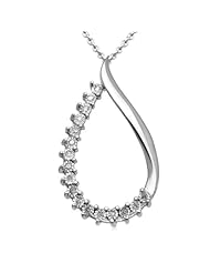 Sterling Silver Diamond Accent Drop Pendant Necklace ( I-J Color, I3 Clarity), 18"
