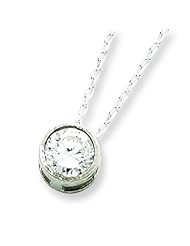Sterling Silver CZ Pendant on 18 Chain Necklace. Metal Weight- 2.7g. 18in long.