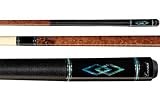 Lucasi Antique-Stained Maple Pool Cue with Emerald and Cobalt Diamond Inlays (L-P20)