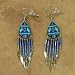 Trendy Handmade Hand Painted Silver Long Dangle Southwest Earrings Ethnic Unique Peruvian Jewelry