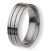 Enamel Grooved Flat Brushed Titanium Ring (7.0 mm) - Sizes 8-12
