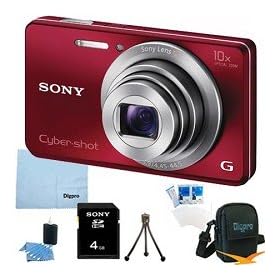 Sony Cyber-shot DSC-W690 16.1 MP Digital Camera with 10x Optical Zoom and 3.0-inch LCD (Red)BUNDLE with Sony 4GB Card, Case, Mini Tripod, LCD Screen Protectors, Lens Cleaning Kit, Microfiber Cleaning Cloth