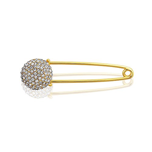 Bling Jewelry Plated Alloy Crystal Disco Ball Safety Pin Brooch Plated