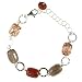 Handmade Fire Agate & Smokey Brown Quartz Bead Bracelet With Sterling Silver
