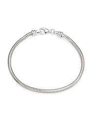3mm Artisan Snake Bracelet in Silver for most 4mm Charms - 8 Inch