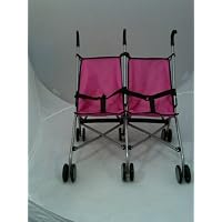 Mommy and me SIDE BY SIDE TWIN DOLL BUGGY HOT PINK AND BLACK 9313