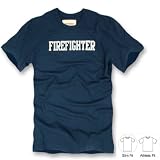 Basic Felt Applique T Shirt Firefighter - Navy