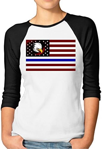 Police Live Matter Thin Blue Line Bald Eagle Flag Women's 3/4 Sleeve T-shirt
