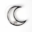 Sterling Silver Pendant - Cut-Out Cresent Moon With Star - Cubic Zerconia - 23mm Height