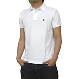 ポロ ラルフローレン メンズ POLO RALPH LAUREN メンズ CUSTUM FIT(カスタムフィット) 鹿の子 ラルフ 半袖ポロシャツ 0723 ホワイト×ネイビー Lサイズ　並行輸入品