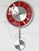 NEW RETRO RED AND SILVER PENDULUM WALL CLOCK