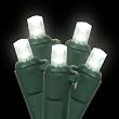 Set of 20 Battery Operated Pure White LED Wide Angle Christmas Lights Green Wire