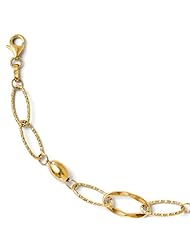 Leslies 14k Polished and Textured Fancy Link Bracelet Length 7.5"