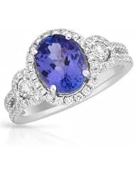 18K White Gold Tanzanite and Diamond Ring -- LIFETIME WARRANTY