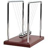 BOJIN Classic Newtons Cradle Balance Balls - Large - Red Wooden Base