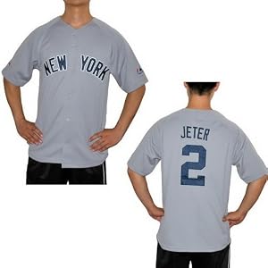 Mens Majestic MLB New York Yankees #2 Jeter EMBRODIERED Baseball Jersey by MLB