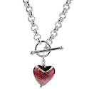 Sterling Silver Rolo Necklace w/ Violet Glass Heart Pendant 18"