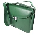 Lucrin - dark green leather Briefcase 1 compartment with shoulder strap