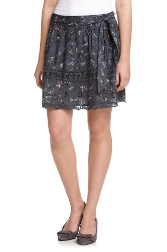 edc by ESPRIT Damen Rock (mini) , gebl&uuml;mt 012CC1D013, Gr. 34, Grau (black colorway 099) Preisvergleich
