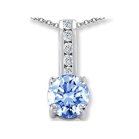 Buy 1.35 cttw 14k White Gold Plated Silver Created Aquamarine and Genuine White Topaz Pendant by Finejewelers
