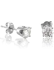 14k White Gold Round Brilliant Cut Diamond Stud Earrings (GH, I1-I2, 0.33 carat)