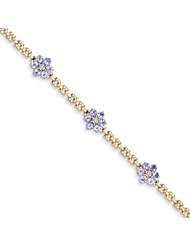 14k Completed Fancy Floral Diamond/Tanzanite Bracelet, Best Quality Free Gift Box Satisfaction Guaranteed