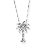 14K White Gold 3/8 ct. Diamond Palm Tree Pendant with Chain
