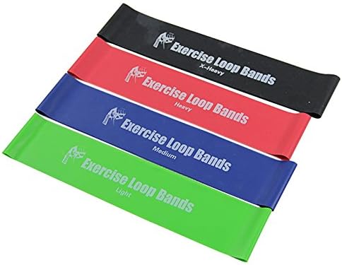 Exercise Bands for Stretching And Fitness - Resistance Loop Band Set of 4 (Light, Medium, Heavy and X-Heavy)