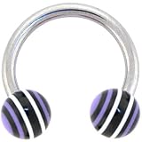 PURPLE DESIRE Stripe Horse Shoe Circular Barbell