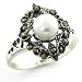Sterling Silver Pearl/Marcasite Flower Ring