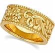 14K Yellow Gold Floral Design Wedding Gold Band
