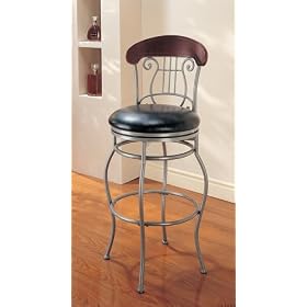 Click here to buy 29H Metal Barstool with Wood Backrest by AtHomeMart.